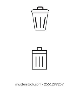 A modern, minimalist delete icon featuring a trash bin with a clean, sleek design. The icon is crafted in a bold yet simple style, includes smooth edges ideal for user interfaces, mobile apps, website