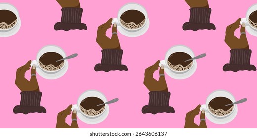 modern minimalist design featuring a person enjoying their hot beverage a stylish repeatable background for food blogs and social media