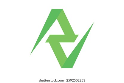 Modern minimalist design two connected green triangles logo design art
