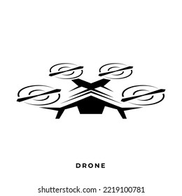 Modern minimalist drone logo design. Vector black quadcopter icon design for air delivery or air sprint.