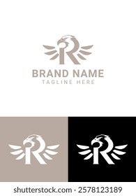 Modern Minimalist Eagle Head Logo Featuring Letter R