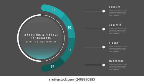 Moderno minimalista elegante circular pasos editable infografía diseño Plantilla Vector
