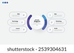 Modern minimalist elegant clean circular 6 steps editable infographic design template vector