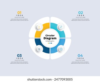 Modern minimalist elegant clean circular steps editable infographic design template vector 