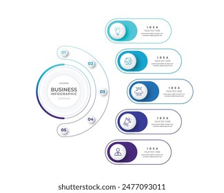 Modern minimalist elegant clean circular steps editable infographic design template vector 