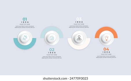 Modern minimalist elegant clean circular steps editable infographic design template vector 