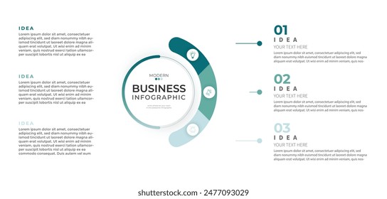 Modern minimalist elegant clean circular steps editable infographic design template vector 