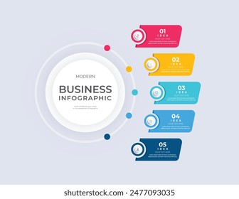 Modern minimalist elegant clean circular steps editable infographic design template vector 