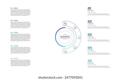 Moderne minimalistisch-elegante, saubere, kreisförmige Stufen editierbare Infografik Design Vorlage Vektorgrafik 