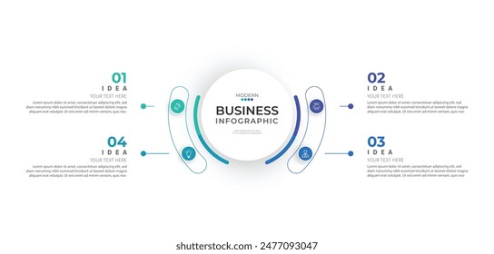 Modern minimalist elegant clean circular steps editable infographic design template vector 