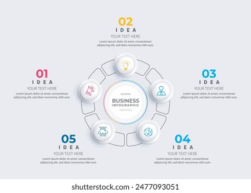 Modern minimalist elegant clean circular steps editable infographic design template vector 