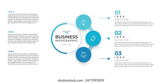 Modern minimalist elegant clean circular steps editable infographic design template vector 