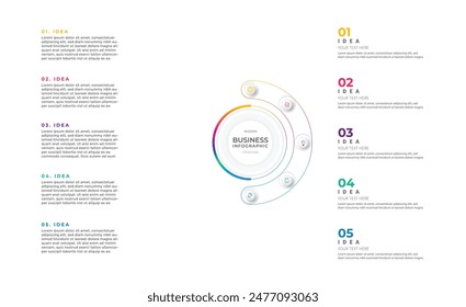 Modern minimalist elegant clean circular steps editable infographic design template vector 