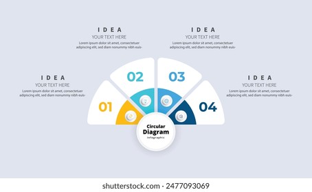 Moderno minimalista elegante limpio circular pasos editable infografía diseño Vector de Plantilla 
