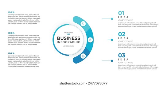 Modern minimalist elegant clean circular steps editable infographic design template vector 