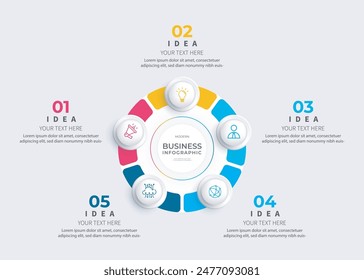 Modern minimalist elegant clean circular steps editable infographic design template vector 