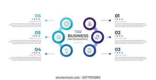 Modern minimalist elegant clean circular steps editable infographic design template vector 