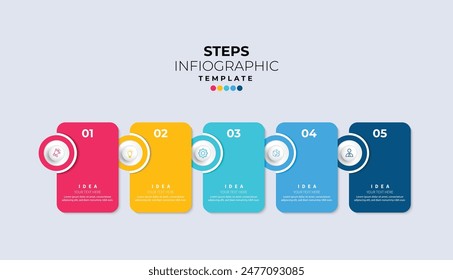 Modern minimalist elegant clean circular steps editable infographic design template vector 