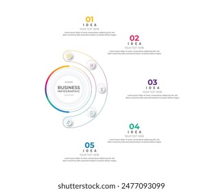 Modern minimalist elegant clean circular steps editable infographic design template vector 