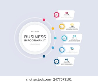 Modern minimalist elegant clean circular steps editable infographic design template vector 