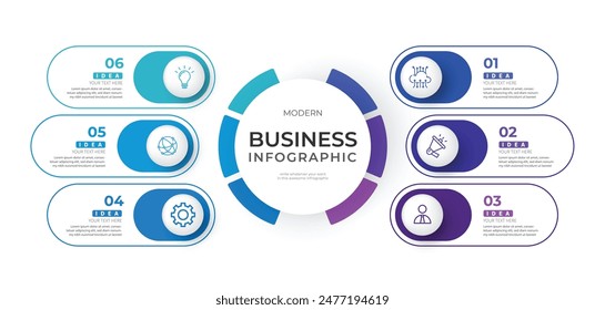 Modern minimalist elegant clean circular steps editable infographic design template vector 