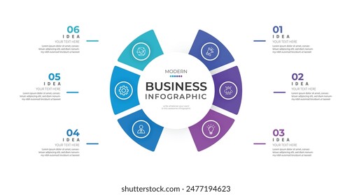 Modern minimalist elegant clean circular steps editable infographic design template vector 