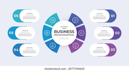 Modern minimalist elegant clean circular steps editable infographic design template vector 