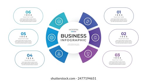 Modern minimalist elegant clean circular steps editable infographic design template vector 