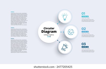 Modern minimalist elegant clean circular steps editable infographic design template vector