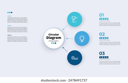 Modern minimalist elegant clean circular steps editable infographic design template vector