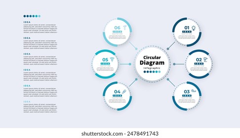 Moderno minimalista elegante limpio circular pasos editable infografía diseño Vector de Plantilla