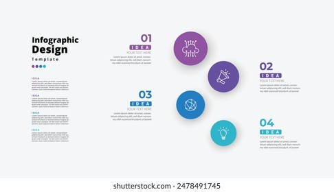 Moderno minimalista elegante limpio circular pasos editable infografía diseño Vector de Plantilla
