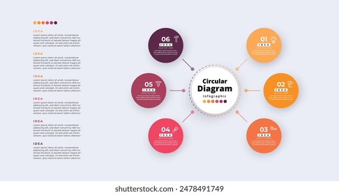 Modern minimalist elegant clean circular steps editable infographic design template vector