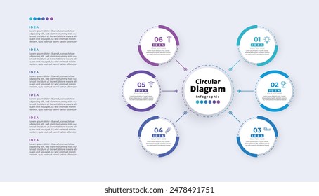 Moderno minimalista elegante limpio circular pasos editable infografía diseño Vector de Plantilla