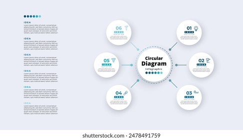 Modern minimalist elegant clean circular steps editable infographic design template vector