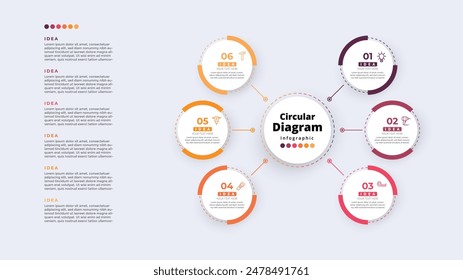 Modern minimalist elegant clean circular steps editable infographic design template vector