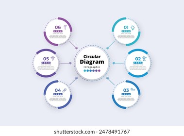 Modern minimalist elegant clean circular steps editable infographic design template vector