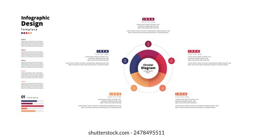 Modern minimalist elegant clean circular steps editable infographic design template vector 