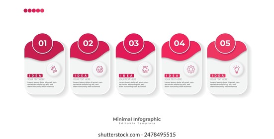 Moderno minimalista elegante limpio circular pasos editable infografía diseño Vector de Plantilla 