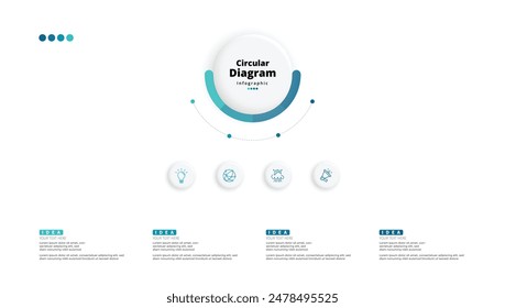 Moderno minimalista elegante limpio circular pasos editable infografía diseño Vector de Plantilla 