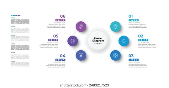 Moderno minimalista elegante limpio circular pasos editable infografía diseño Vector de Plantilla