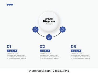 Modern minimalist elegant clean circular steps editable infographic design template vector