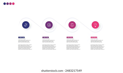 Modern minimalist elegant clean circular steps editable infographic design template vector