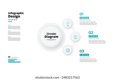 Moderno minimalista elegante limpio circular pasos editable infografía diseño Vector de Plantilla