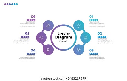 Modern minimalist elegant clean circular steps editable infographic design template vector