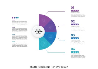 Modern minimalist elegant clean circular steps editable infographic design template vector 