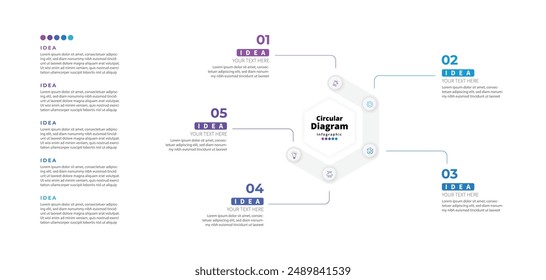 Modern minimalist elegant clean circular steps editable infographic design template vector 