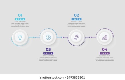 Modern minimalist elegant clean circular steps editable infographic design template vector 