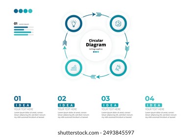 Modern minimalist elegant clean circular steps editable infographic design template vector 
