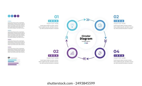 Modern minimalist elegant clean circular steps editable infographic design template vector 